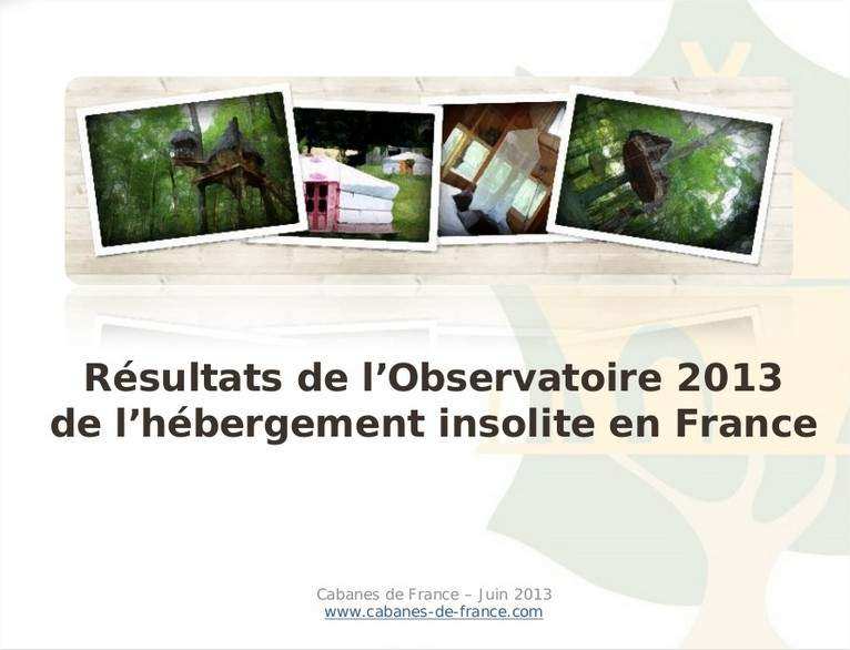Resultats Observatoire de  l'hebergement insolite en France